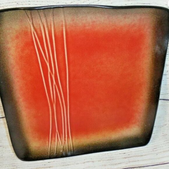 Style Eyes Stoneware Pottery Galaxy Red Plate Dish Tray Red Square Home Decor - Picture 1 of 6